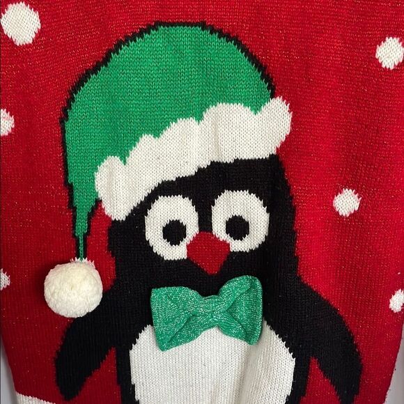 🎄Red and Green Crew Neck Holiday Sweater with Festive Patterns size M - Picture 3 of 8